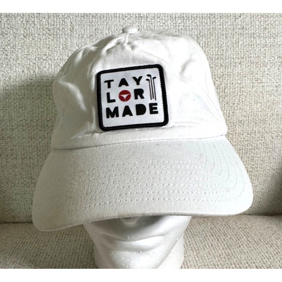 Taylormade snapback hat white cotton comfort band adjustable Snapback Patch Logo - Picture 2 of 10
